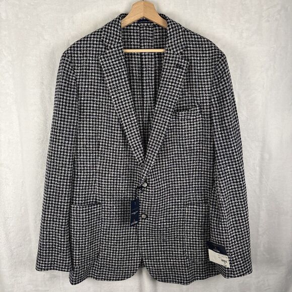 Stafford Blazer Sport Coat Mens 46R Classic Fit Navy Blue Check NWT - Picture 1 of 7